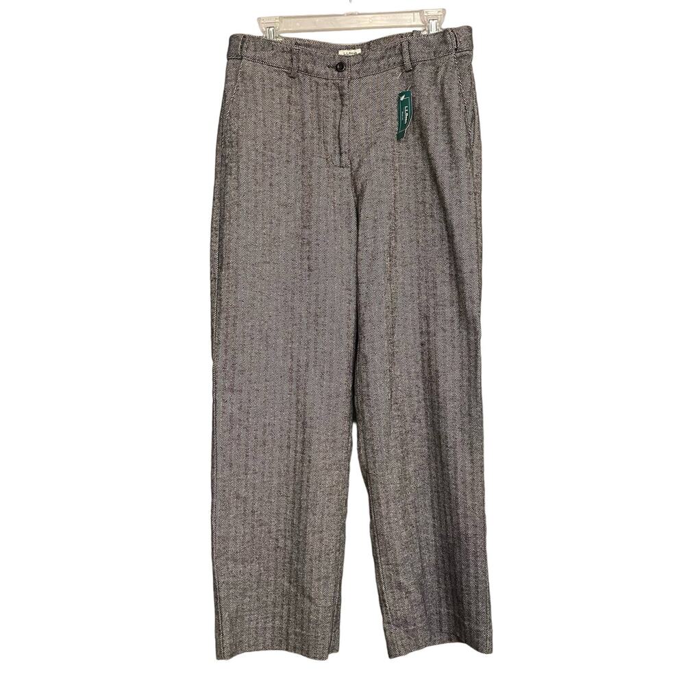 LL Bean Weekend Pants Classic Fit Herringbone Dark Charcoal SZ 10 Career Lined